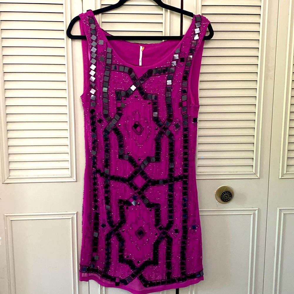 Free People Sequin Mini Cutout Back Dress